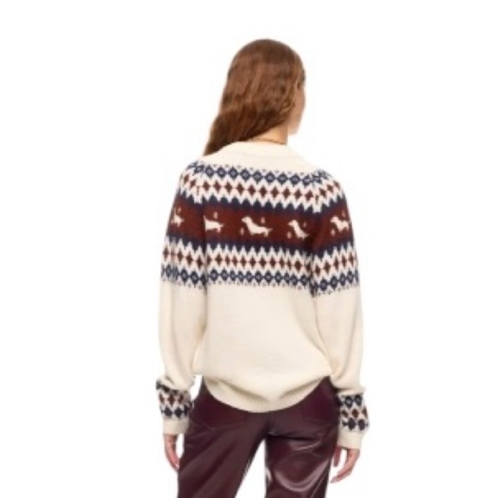 Rachel Antonoff Hot Dog Sweater Cream Fair Isle Pullover Alpaca Wool Medium - Picture 4 of 11